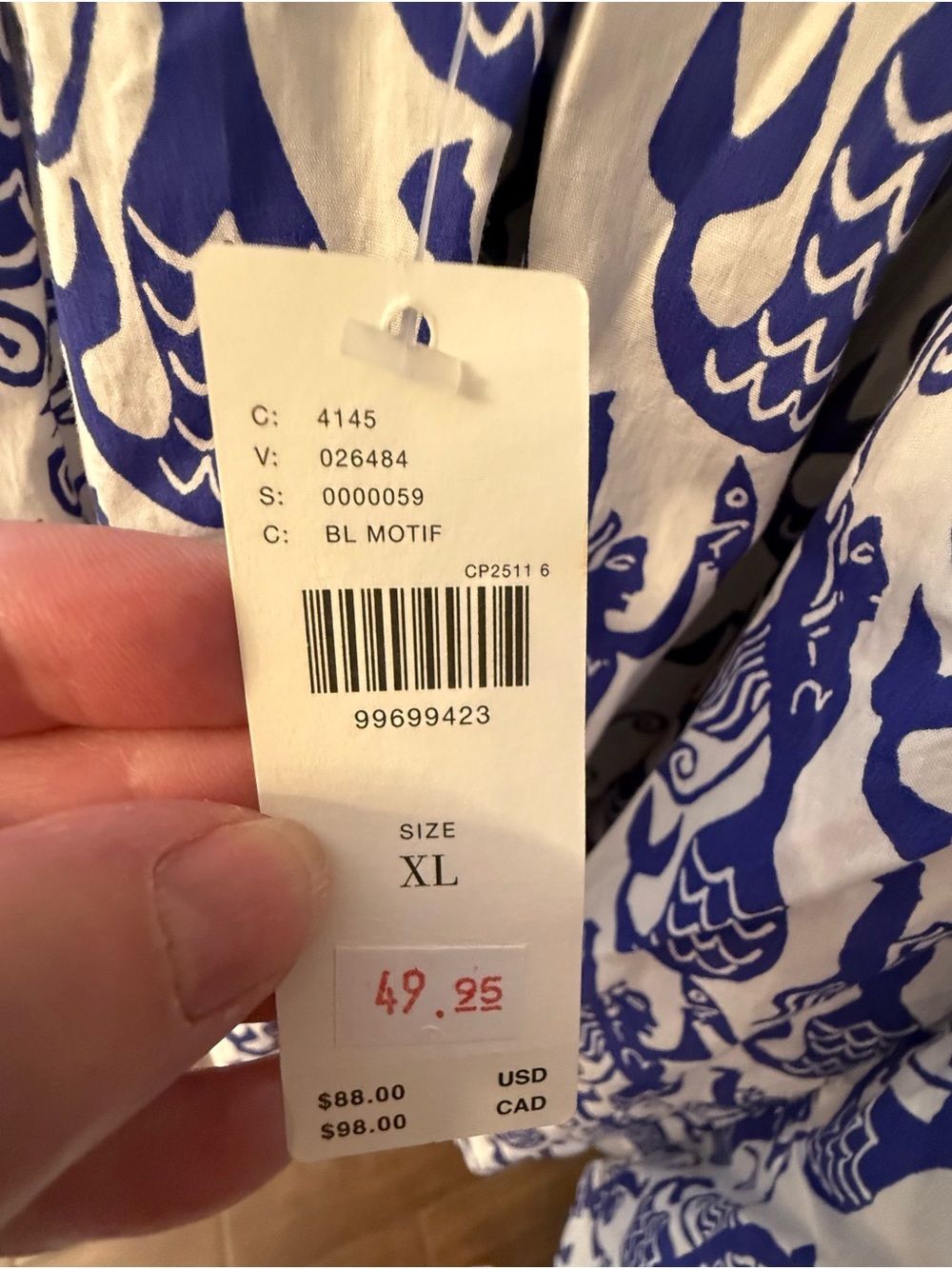 Anthropologie Celadine White Mini Dress with Blue Mermaid Print NWT XL - Picture 4 of 9